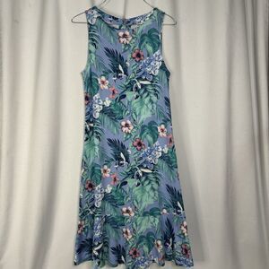 Tommy Bahama Darcy Blue Floral Hibiscus Sleeveless Shift Dress XS Hawaiian